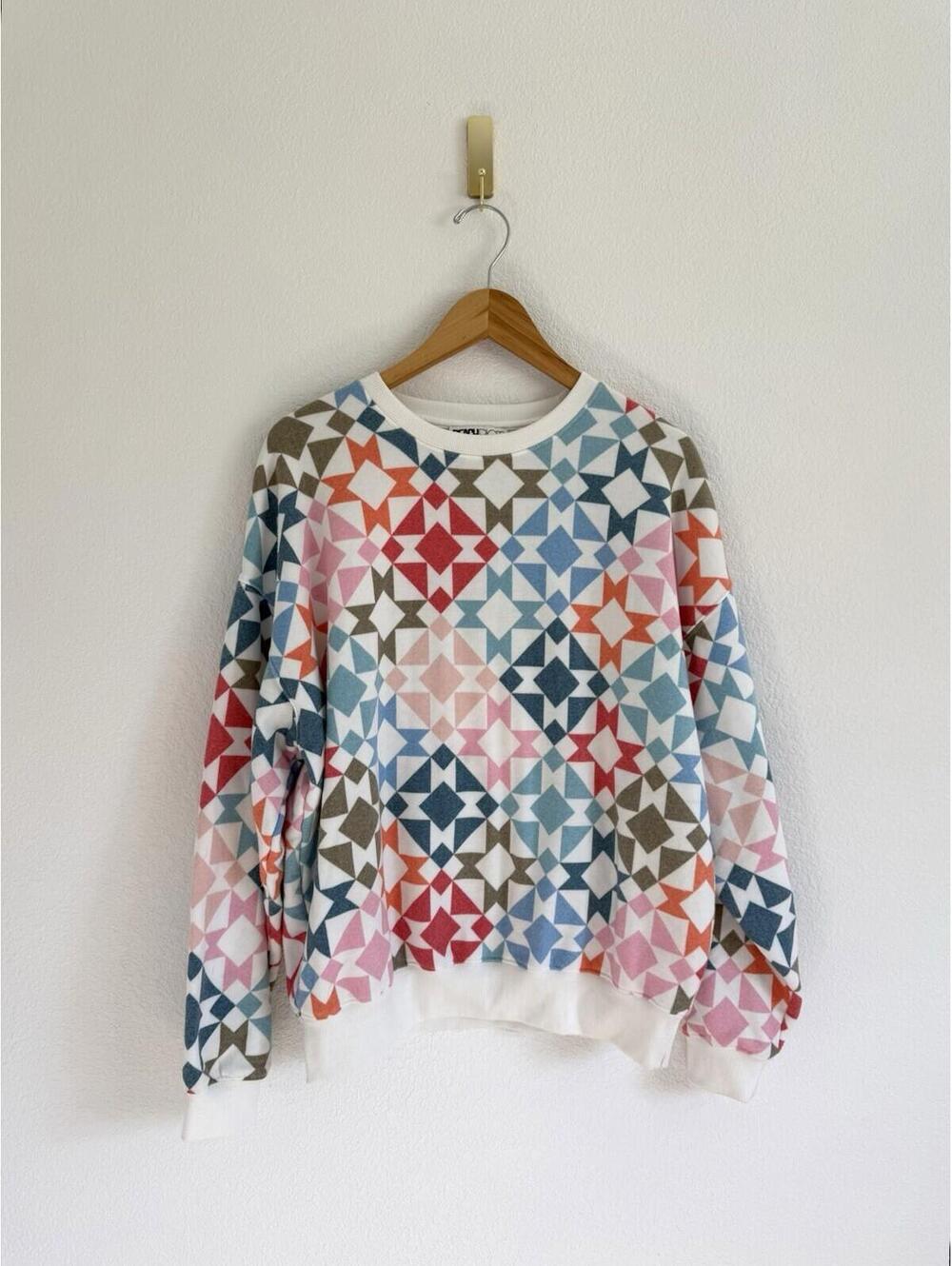 Beach Riot Anthropologie Quilt-Pattern Oversized Pullover Women’s Size Medium